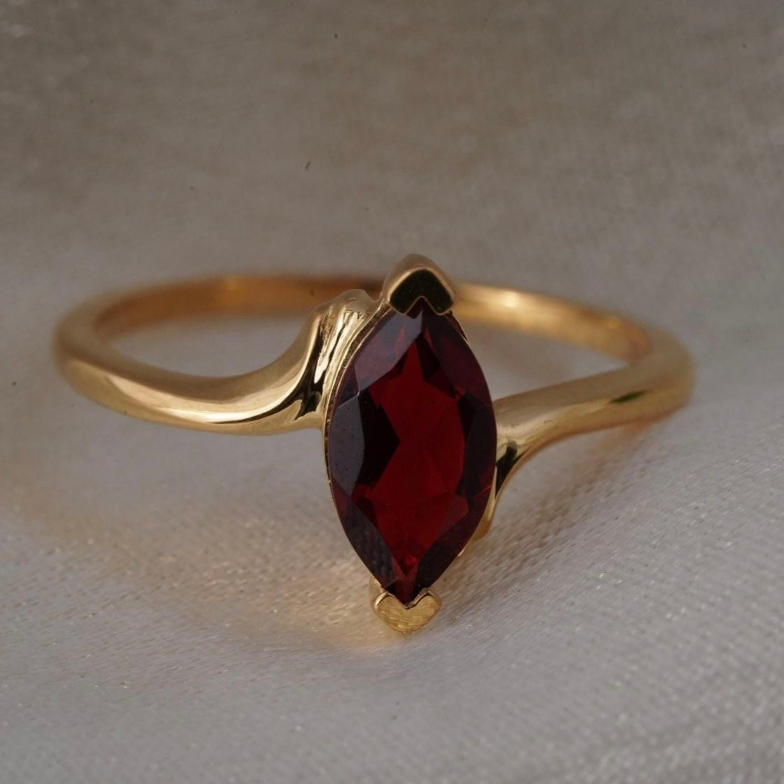 Oval Red Stone Golden Ring