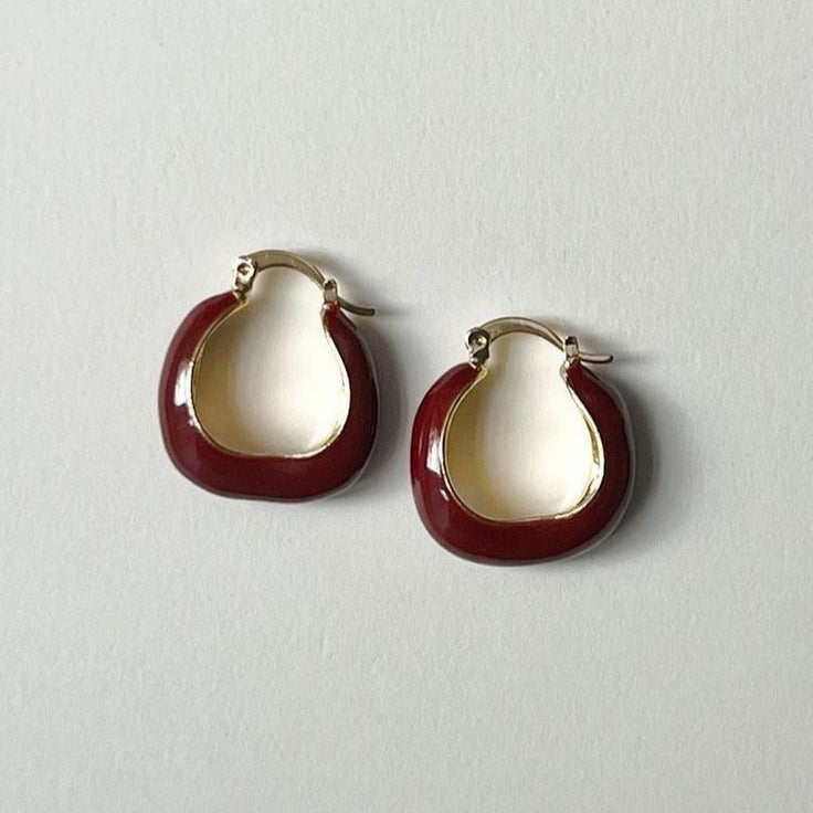 Red Enamel Hoop Earrings