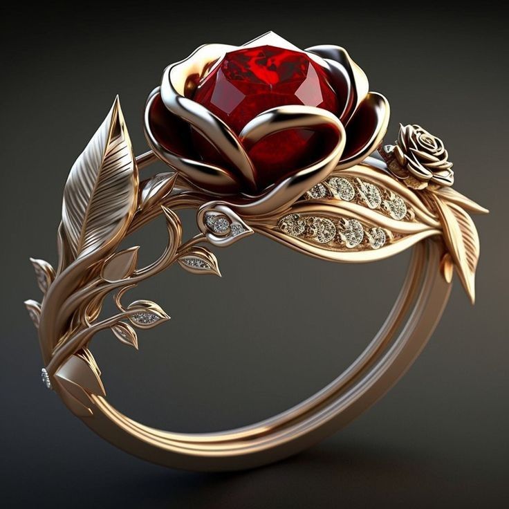 Red Rose Gold Ring