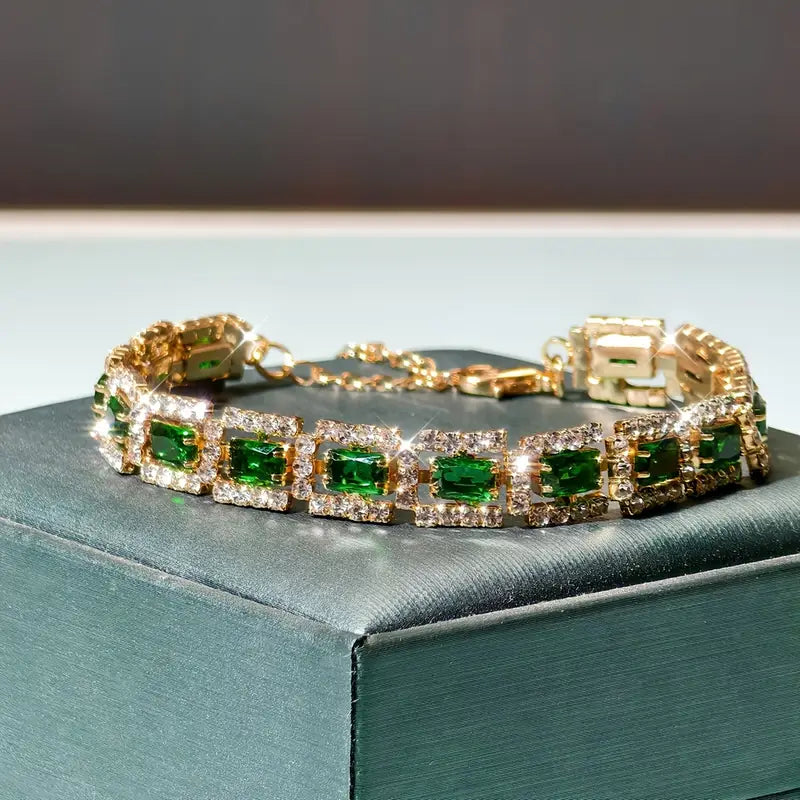Glistening Emerald Gold Cuff Bracelet