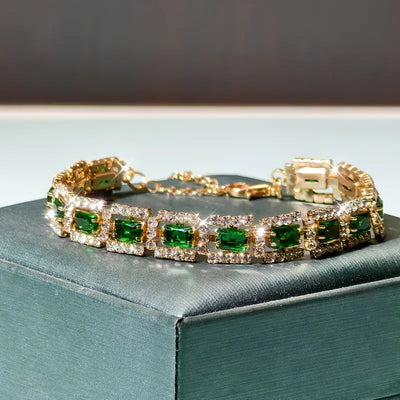Glistening Emerald Gold Cuff Bracelet