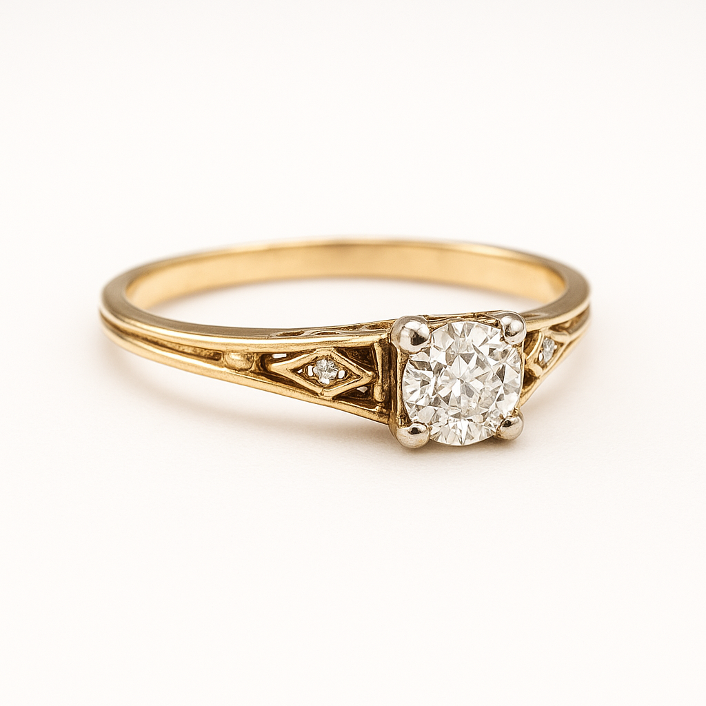 Vintage Zirconia Fine Gold Ring