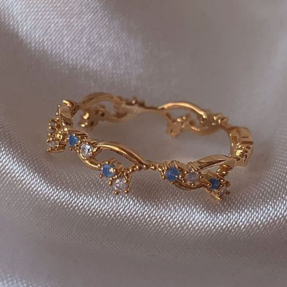 Braided Blue Gold Ring