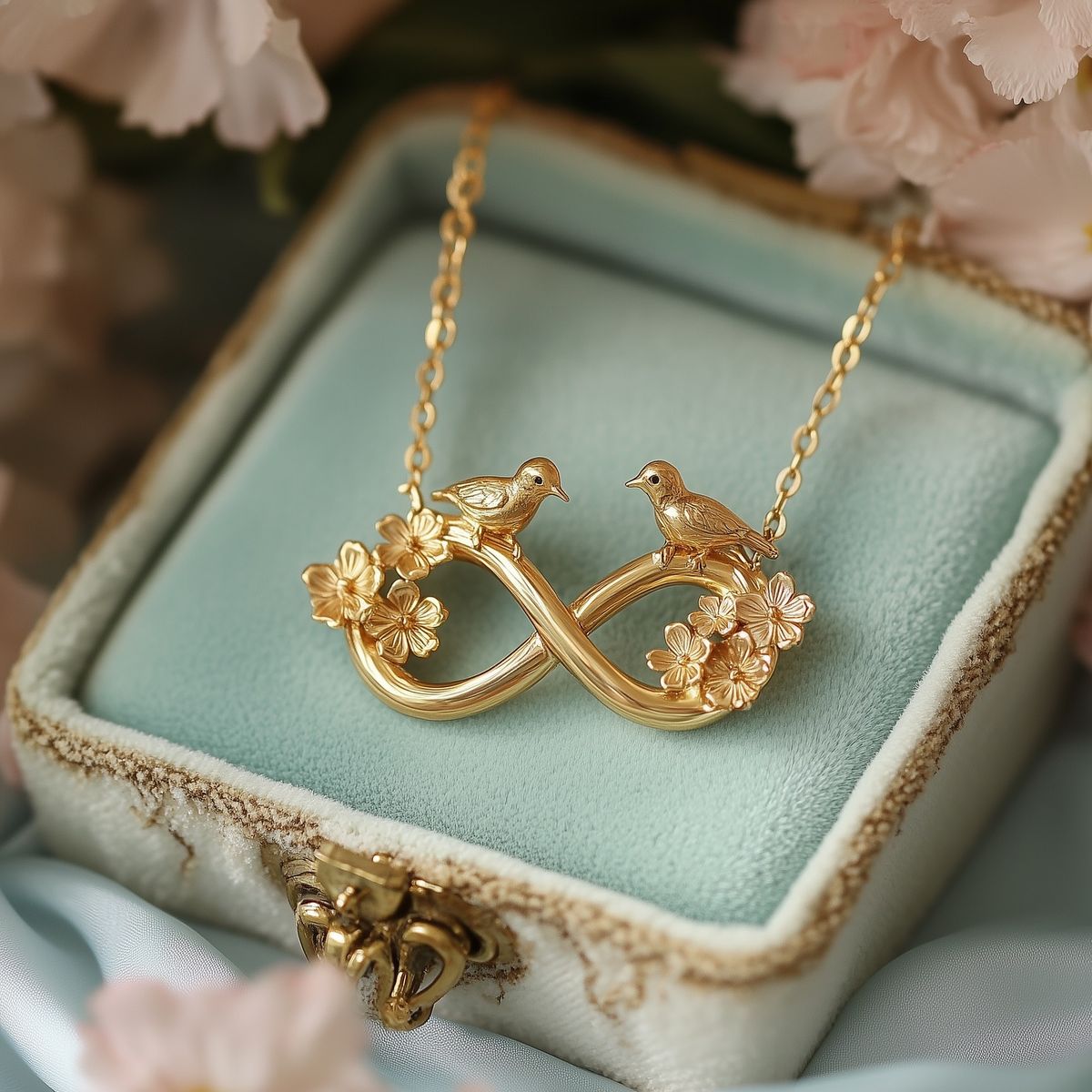 Exotic Bird Infinity Gold Necklace