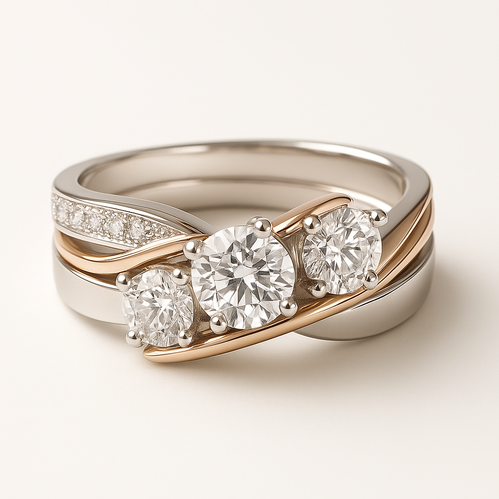 Vintage Gold & Silver Zirconia Ring