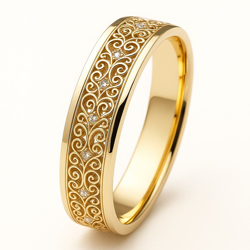 Exotic Fine Golden Hollow Ring