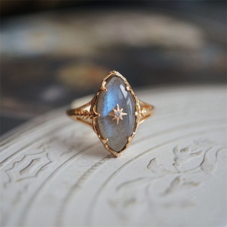 Starlight Moonstone Golden Ring