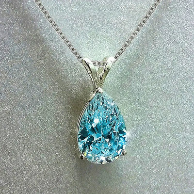 Ocean's Tear Necklace - Exquisite Blue Gemstone Pendant
