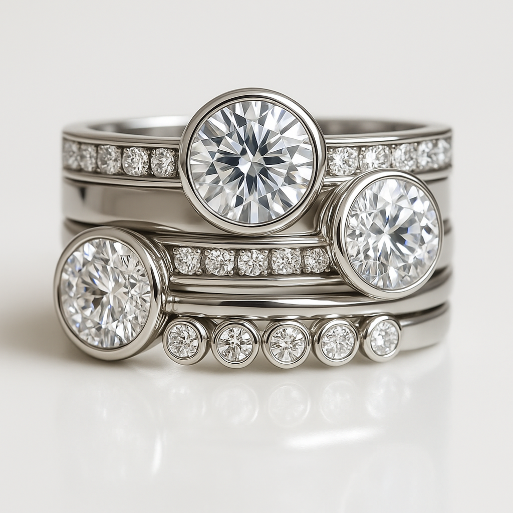 Vintage Silver & Crystal Layered Ring