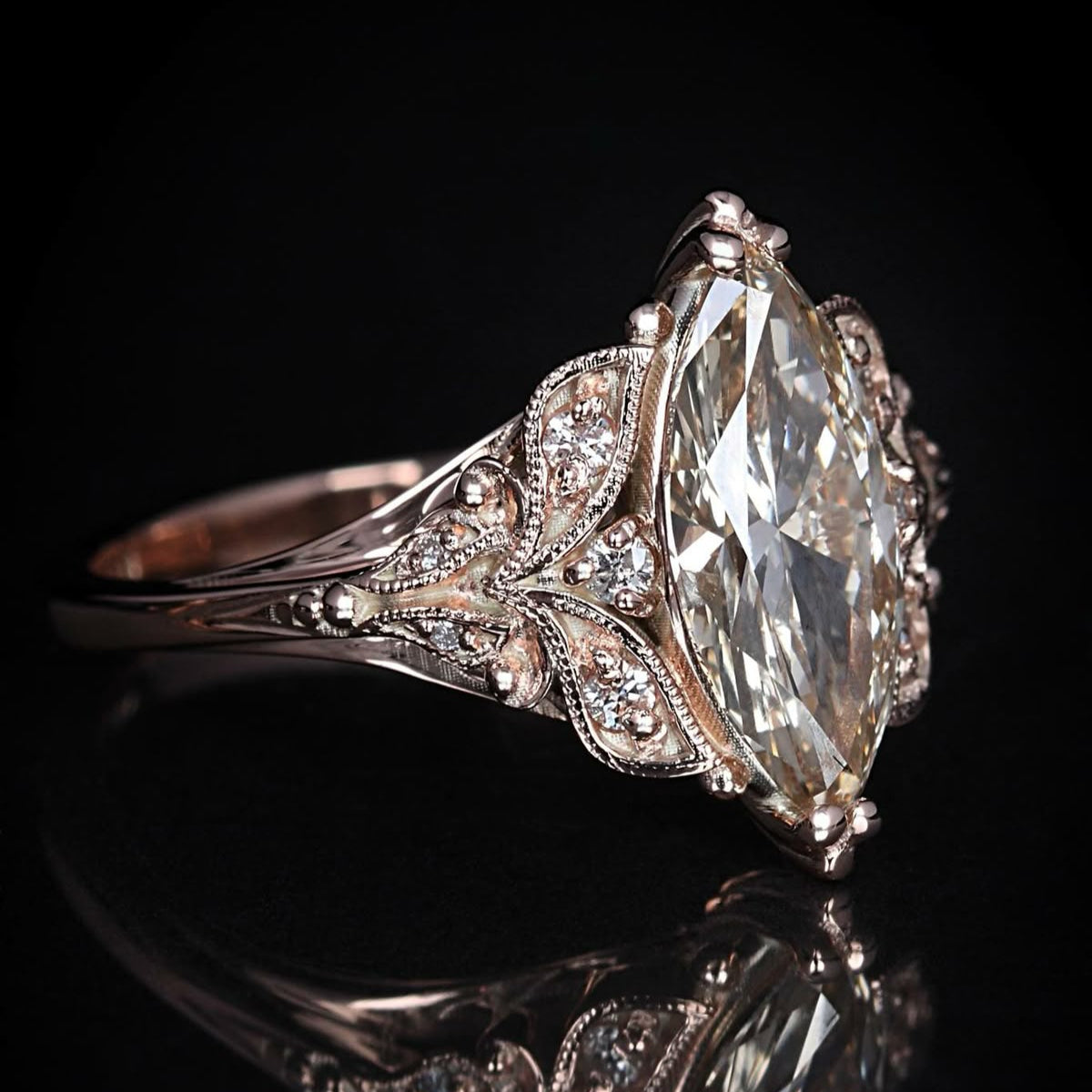 White Oval Crystalline Ring