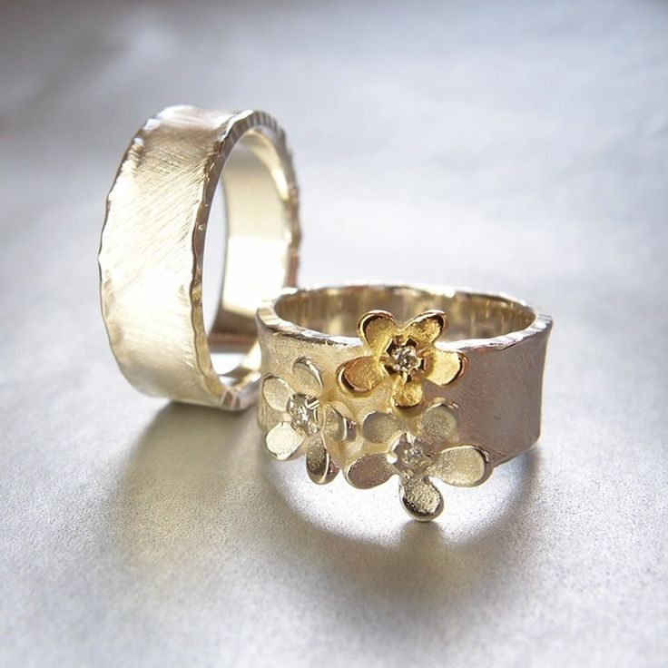Vintage Daisy Silver Forged Ring Set