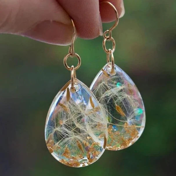 Vintage Drop Dandelion Crystal Earrings