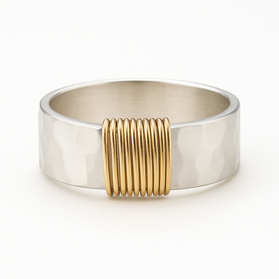 Vintage Golden Threads Silver Ring