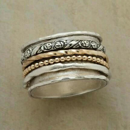 Vintage Silver & Gold Beads Ring