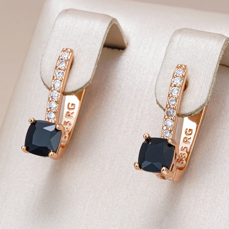 Elegant Black Square Earrings