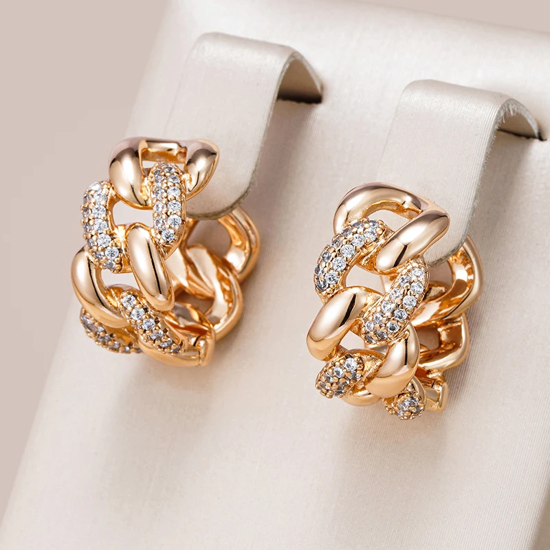 Elegant Braided Gold Bright Earrings