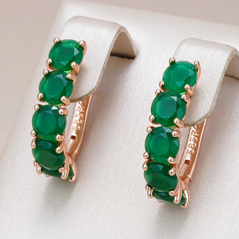 Elegant Green Crystals Hoop Earrings