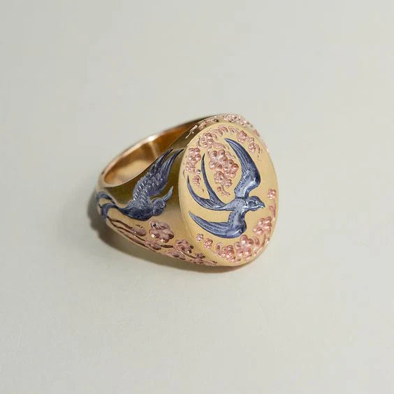 Vintage Blue Hummingbird Ring