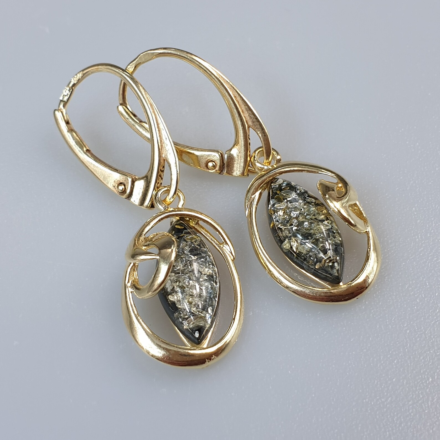 Vintage Gold Green Stone Earrings