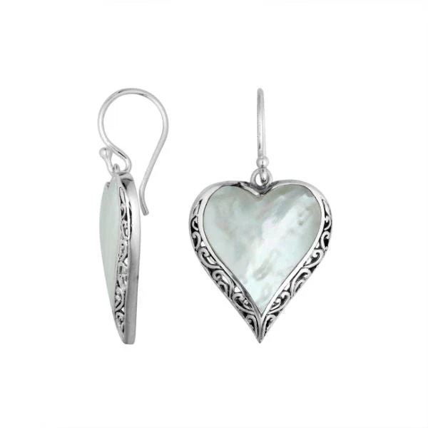 Vintage White Opal Heart Earrings