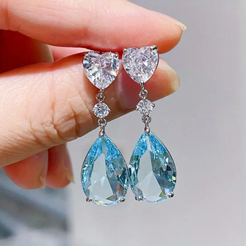 Vintage Waterdrop Blue Crystal Earrings