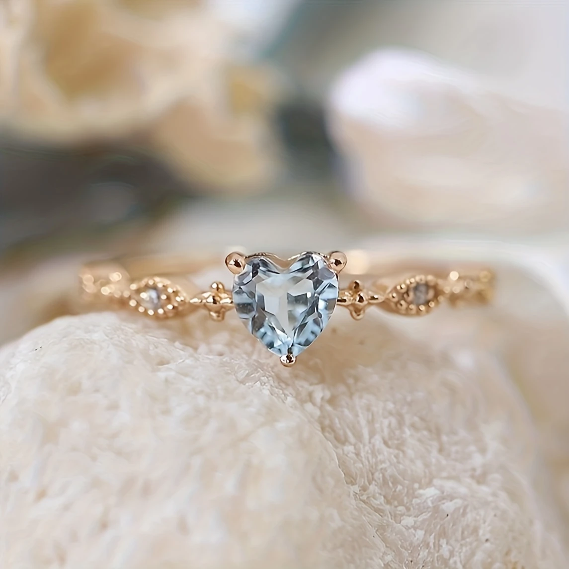 Vintage Blue Heart Bright Ring