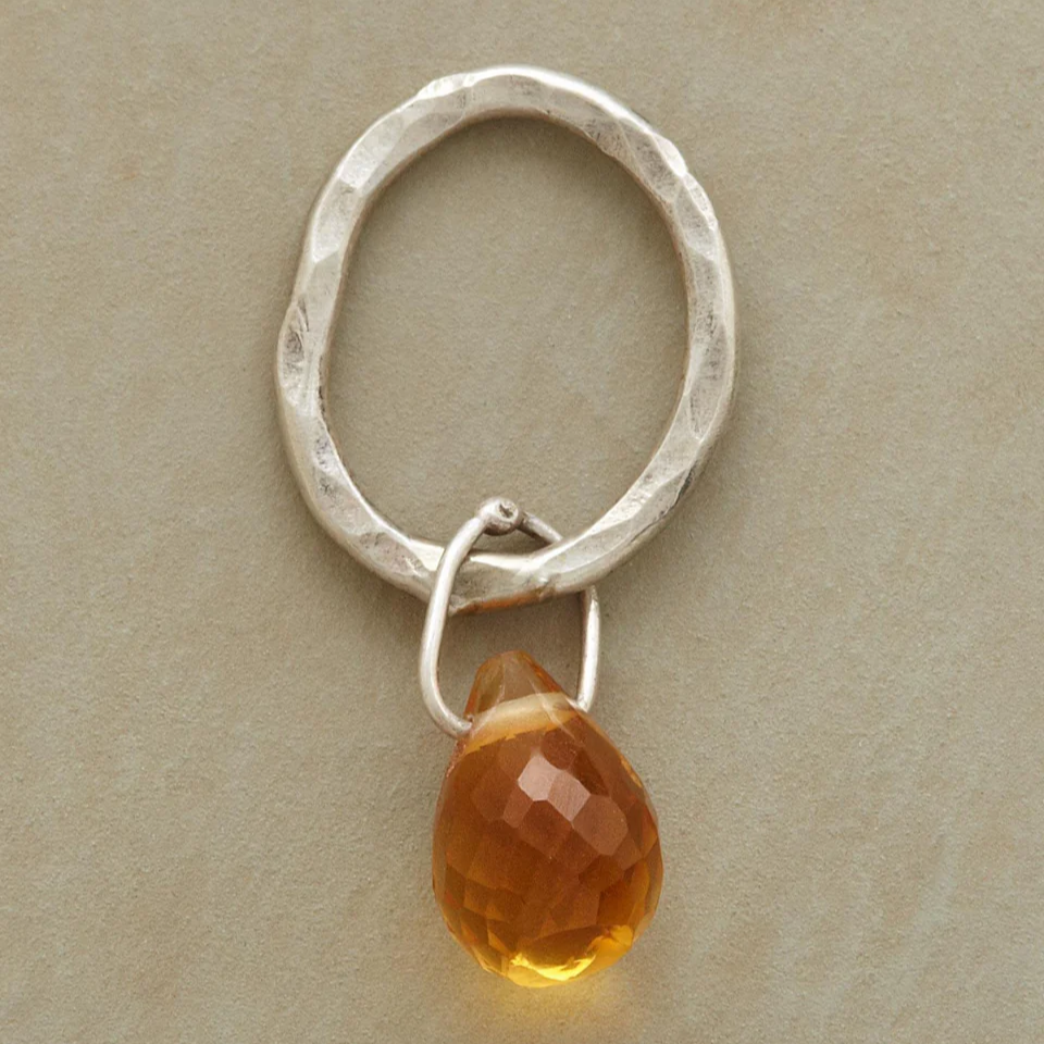 Silver Orange Crystal Hoop Earrings