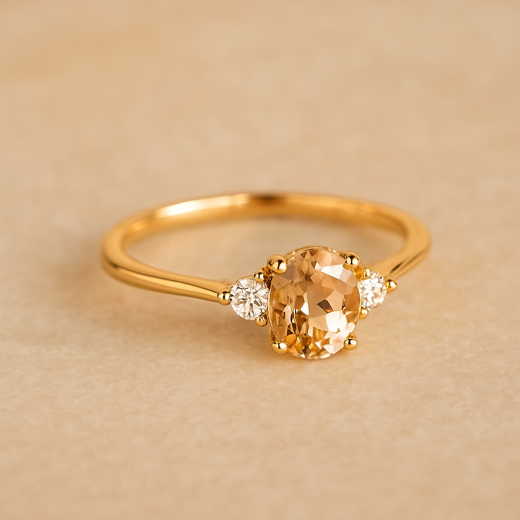 Orange Glass Exquisite Ring