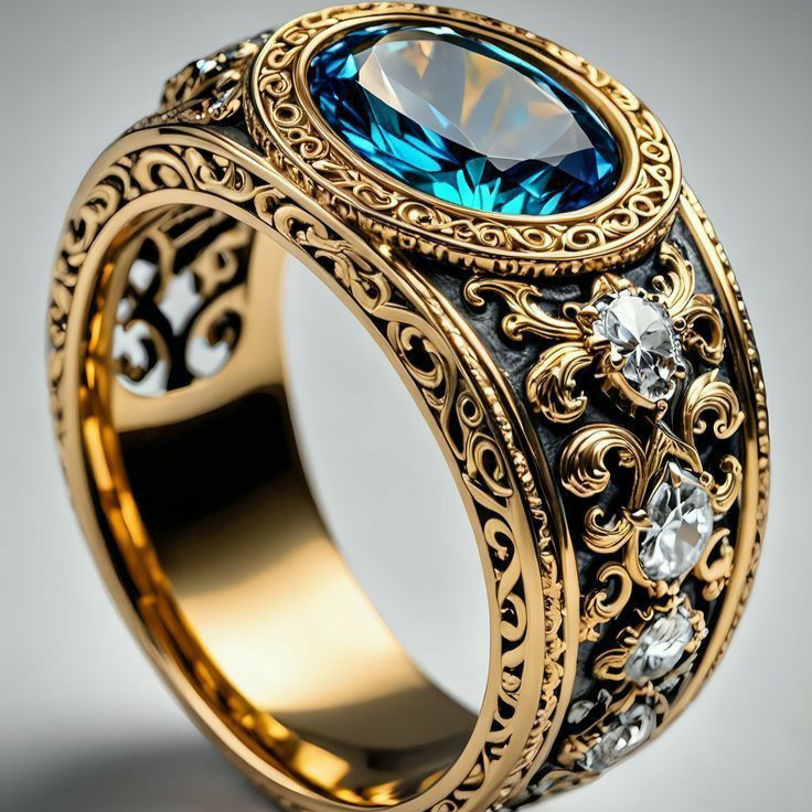 Exotic Blue Crystal Trail Ring