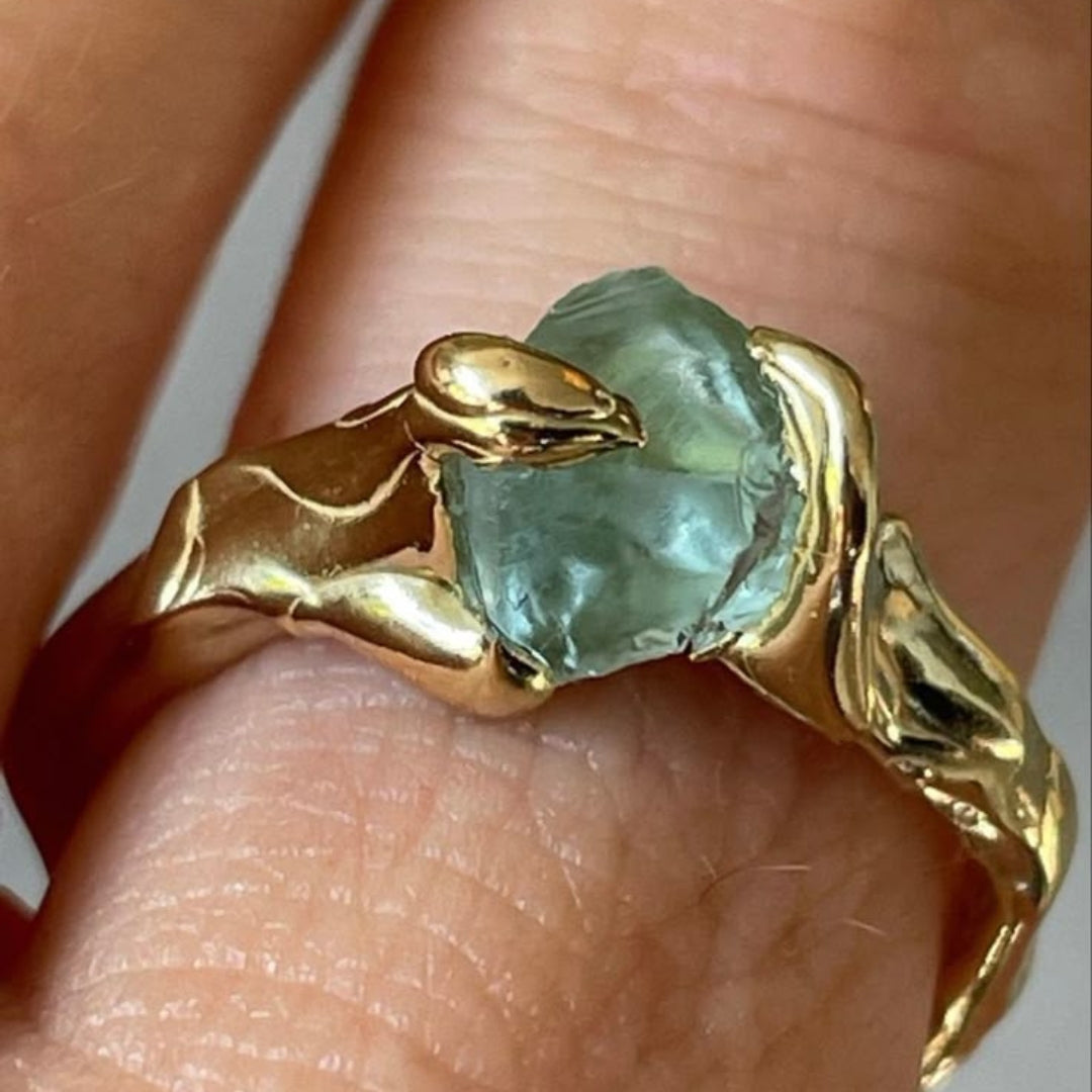 Green Forged Gold Ring