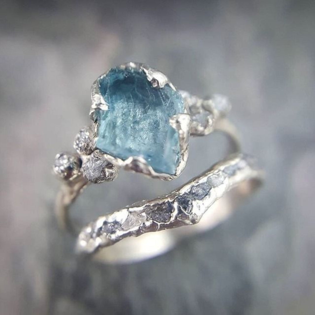 Blue Forged Silver Ring
