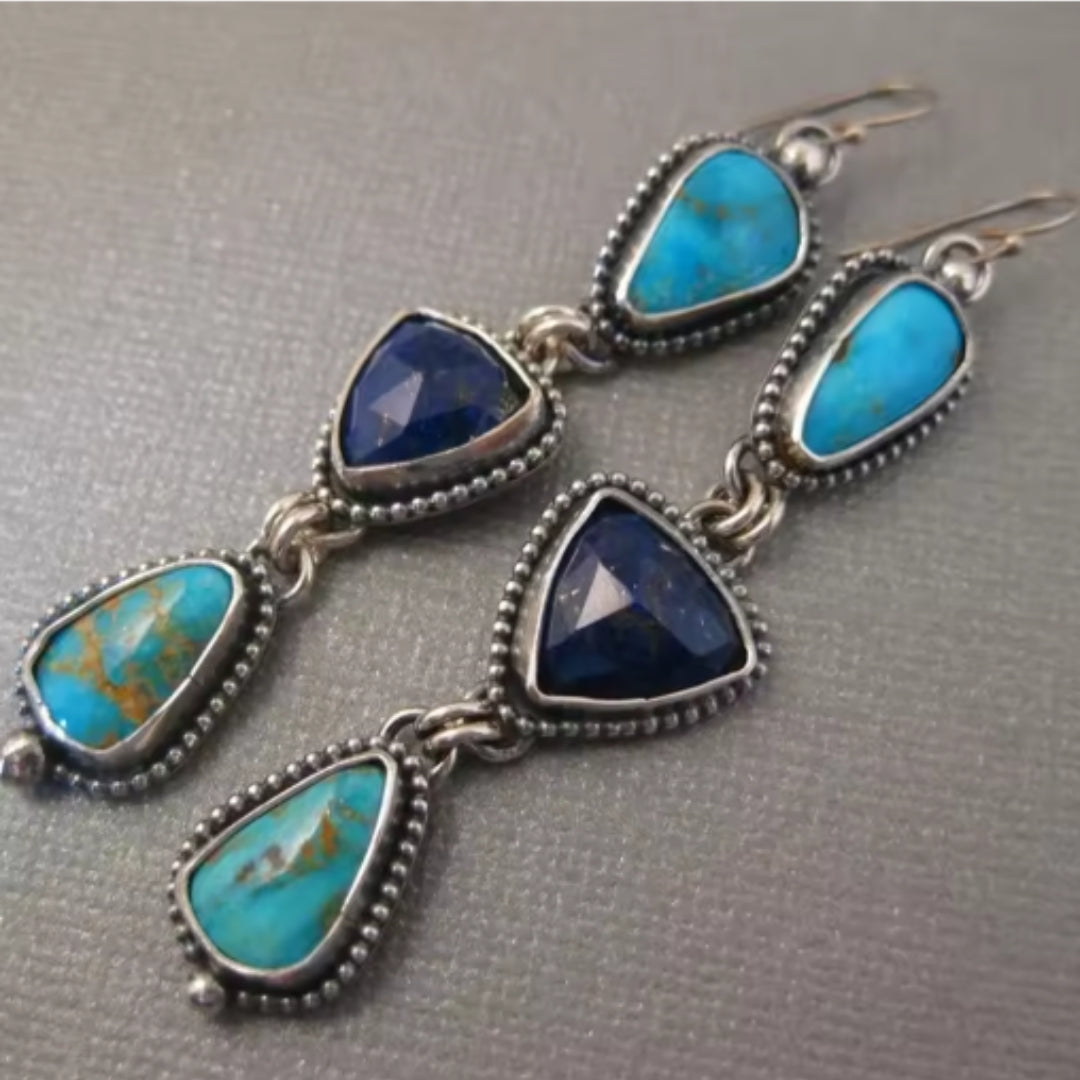 Blue Dangling Stone Earrings