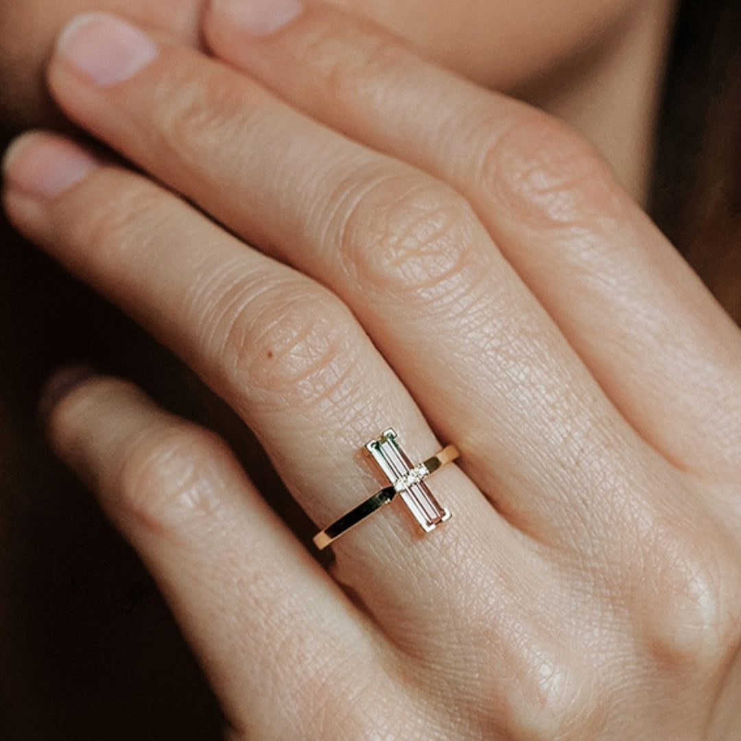 Rectangular Colorful Crystal Ring
