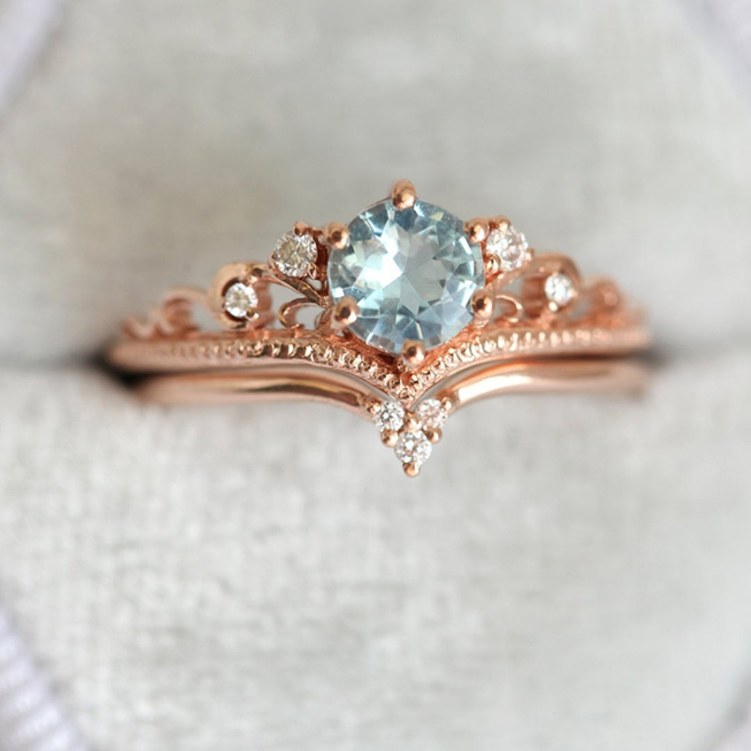 Turquoise Rounded Crown Crystal Ring