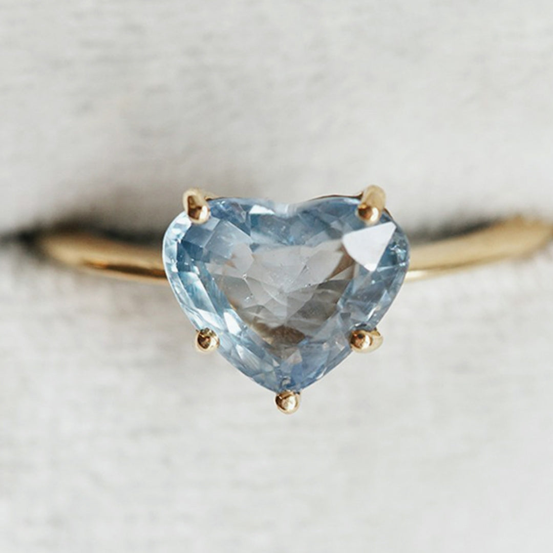 Blue Crystal Heart Fine Ring