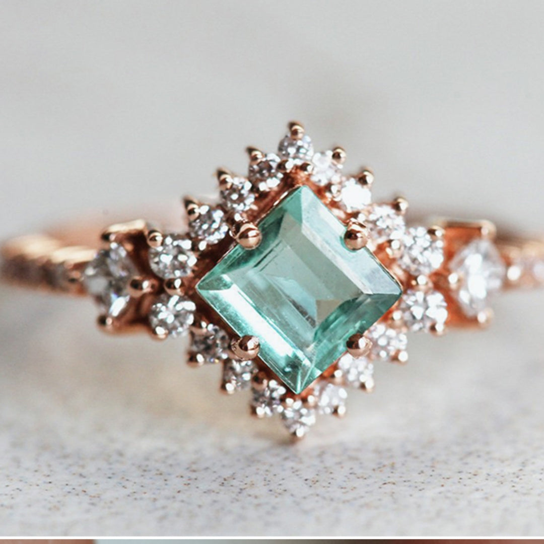 Turquoise Cubic Glass Ring