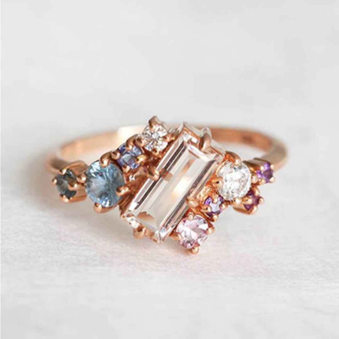 Colorful Glass Zirconia Ring