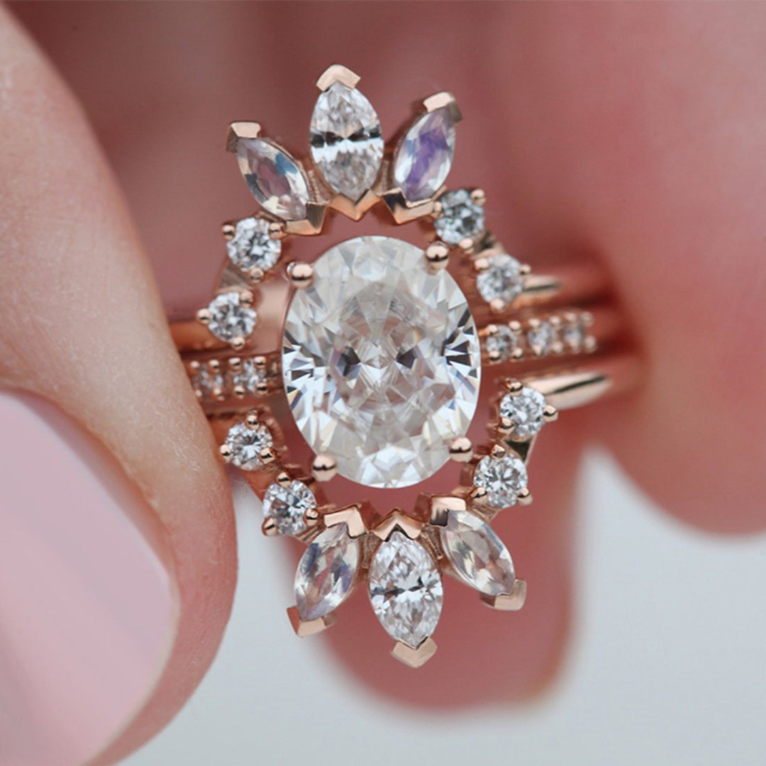 Bright White Glass Crown Ring