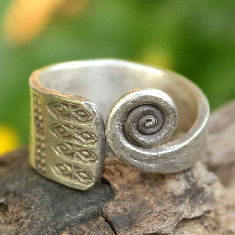 Vintage Hill Tribe Sterling Silver Wrap Ring