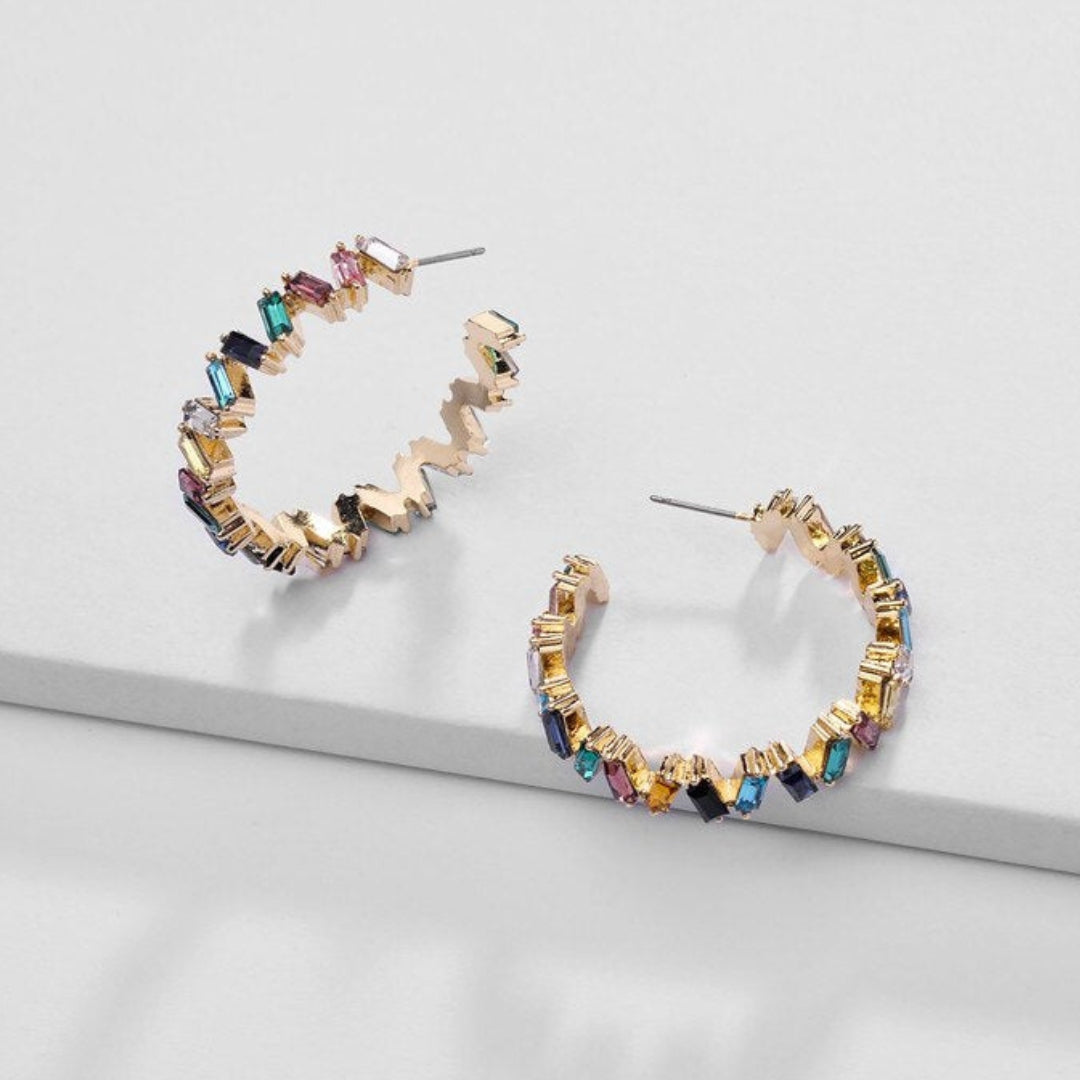 Colorful Crystal Hoop Earrings