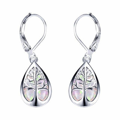 Tree of Life Earrings in Opal and Silver