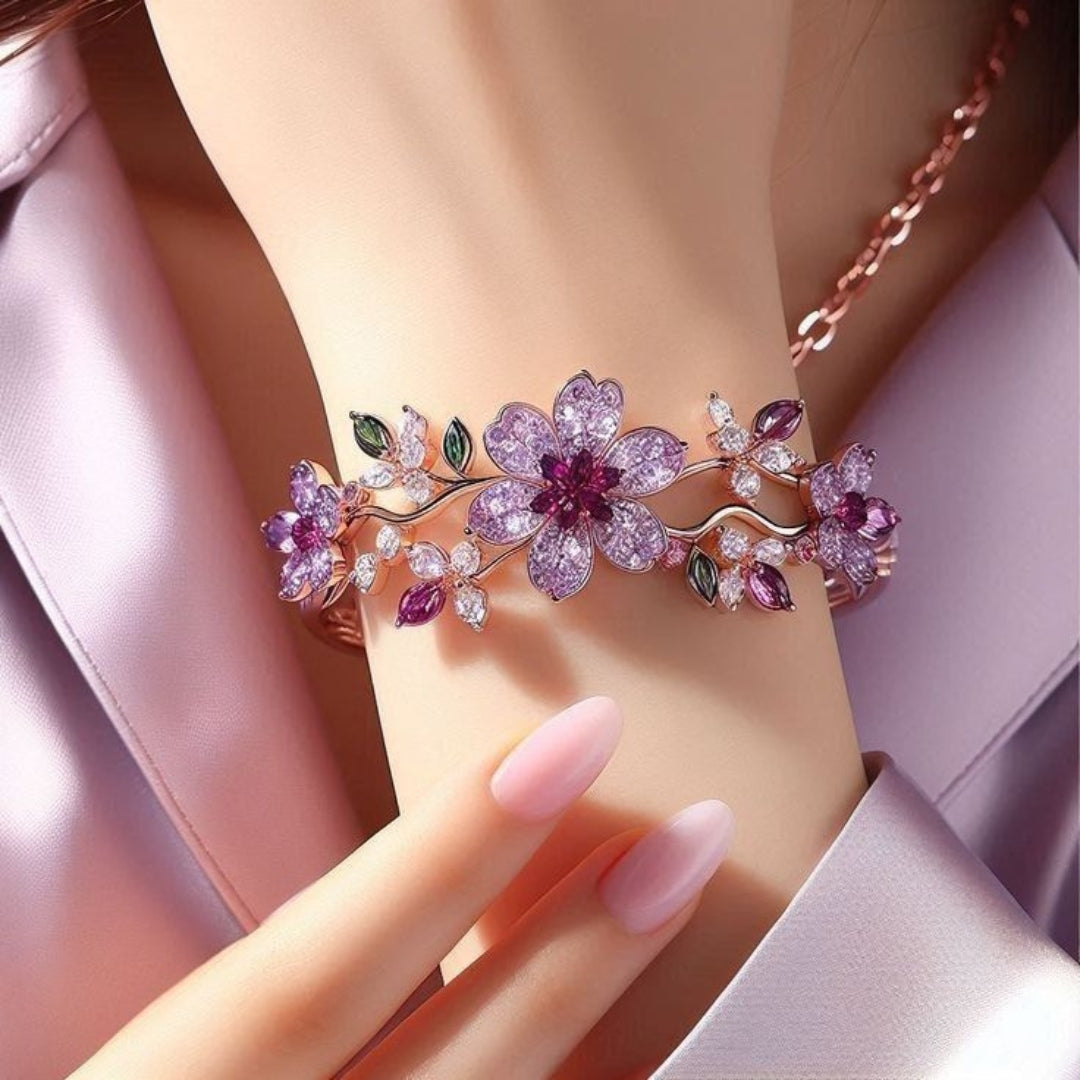 Violet Crystal Blossom Bracelet
