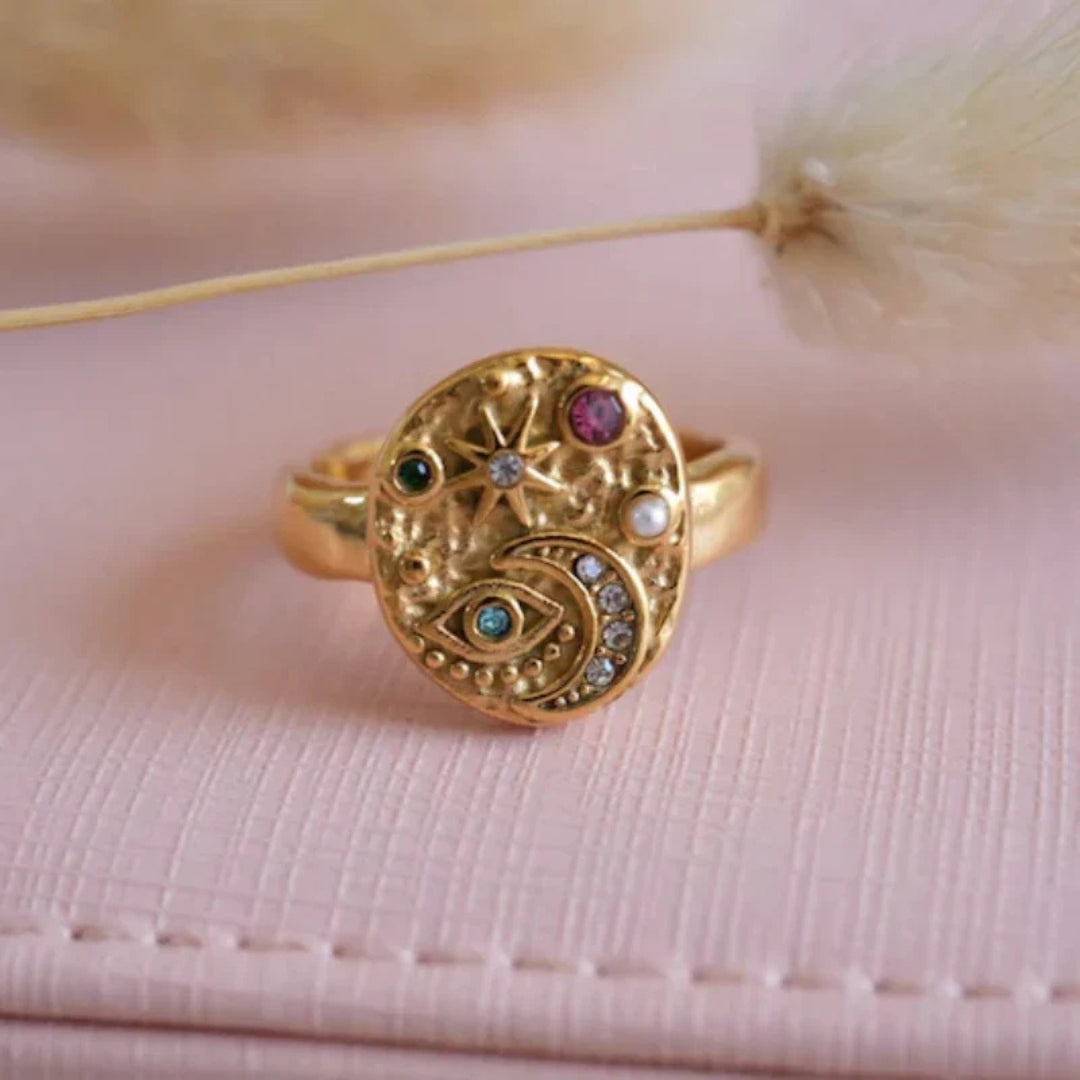 Gold Plated Colorful Stone Ring