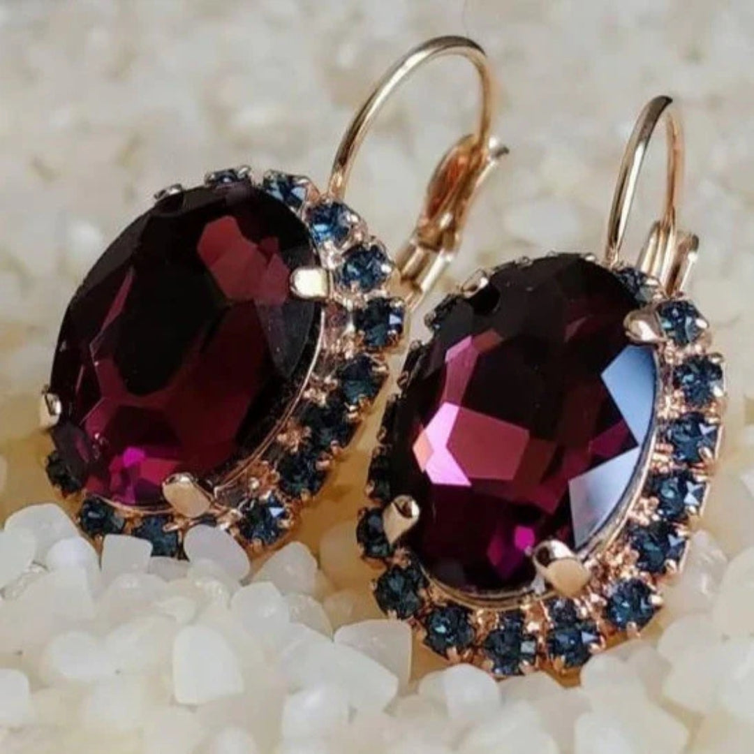 Garnet Rounded Crystal Earrings