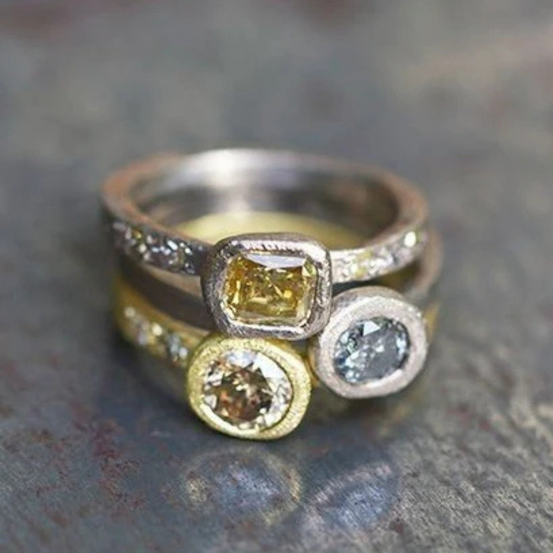 Colorful Glass Forged Layered Ring