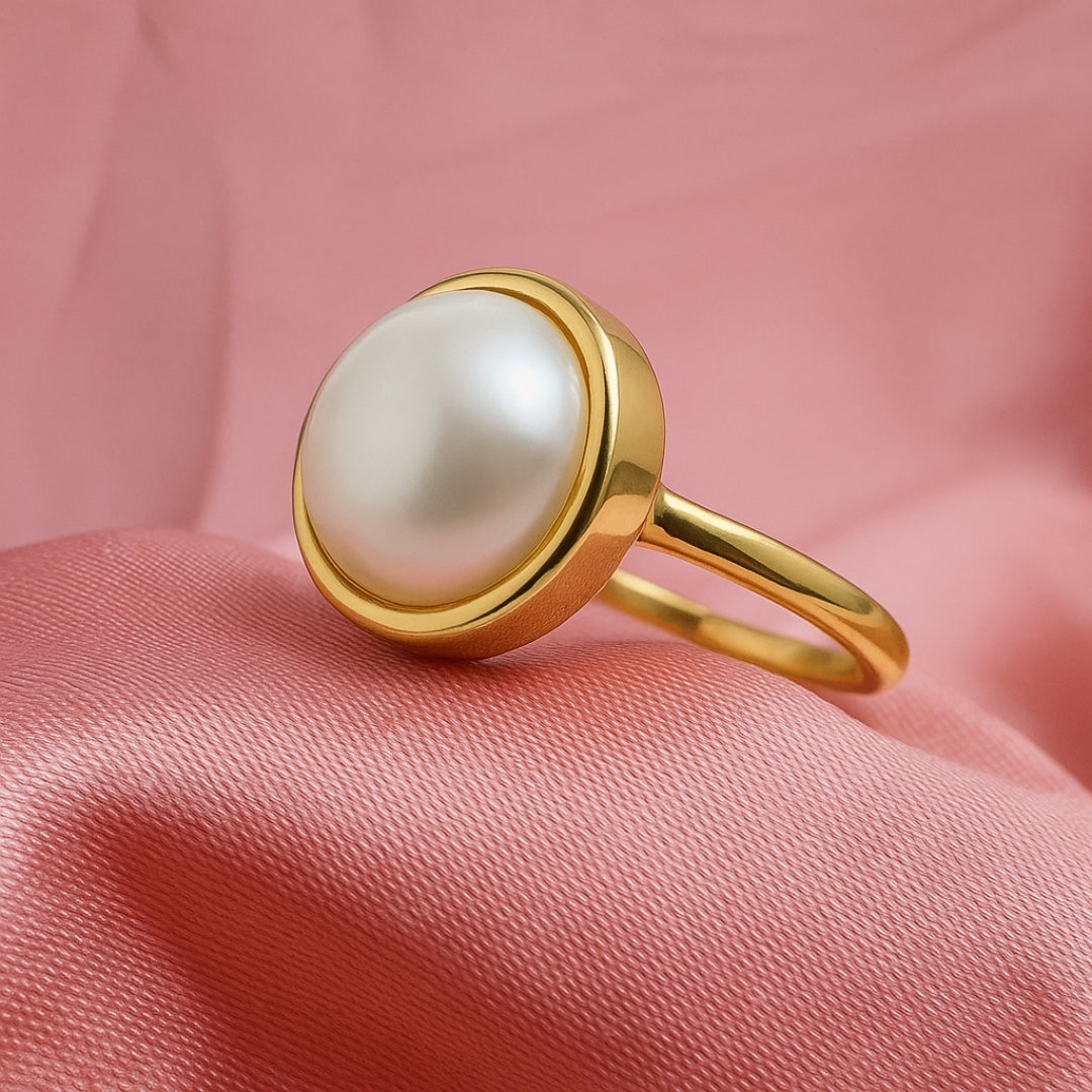 Simple Semi Precious Pearl Ring