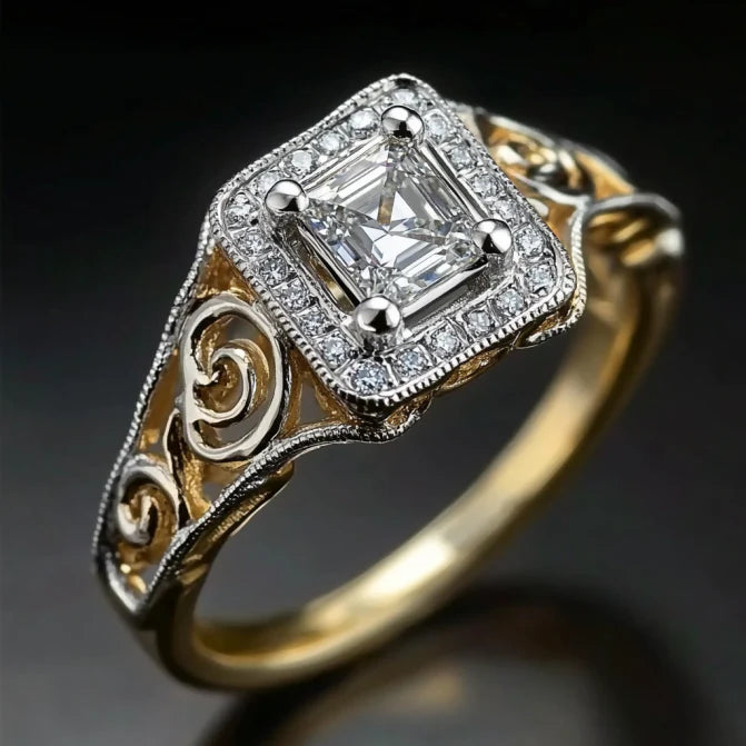 Vintage Hollow Ancient Zirconia Ring