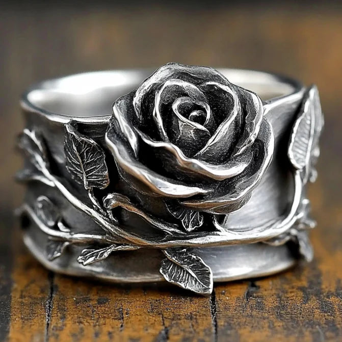 Vintage Silver Rose Ring