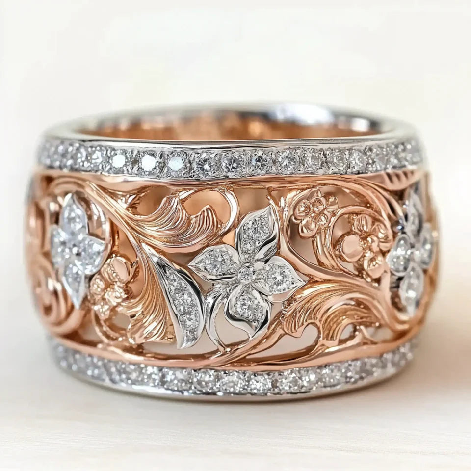 Vintage Rose Flower Hollow Ring