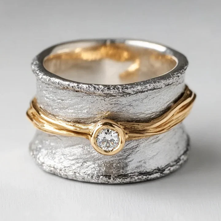 Vintage Minimalist Thick Gold Silver Ring